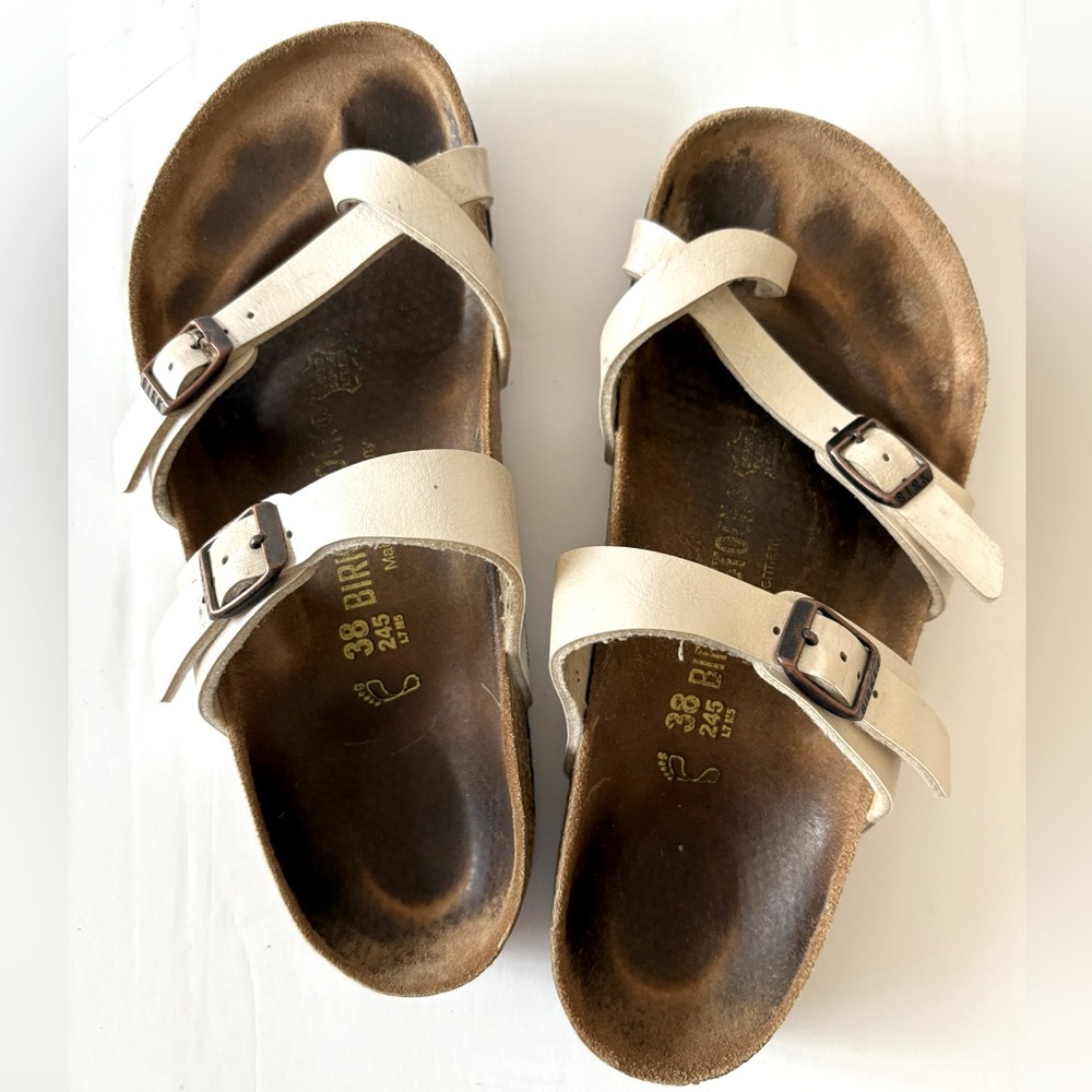 Birkenstock Mayari Sandals Criss Cross Toe Pearl Size 38